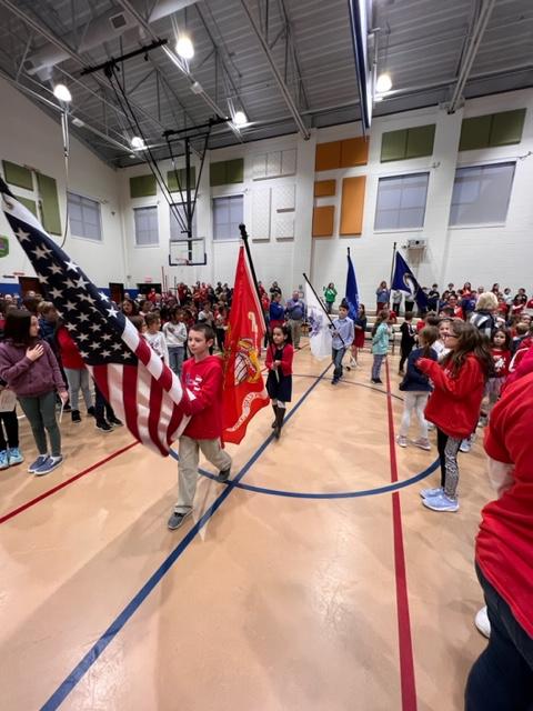 students and flags
